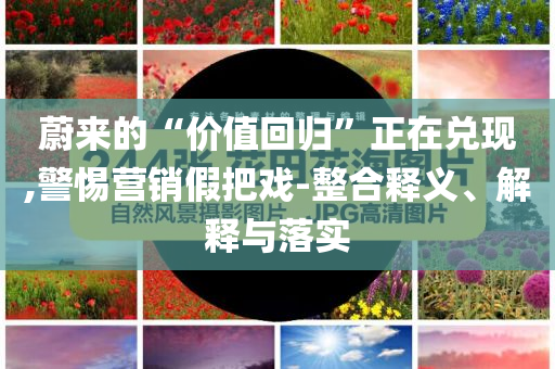 蔚來的“價值回歸”正在兌現(xiàn),警惕營銷假把戲-整合釋義、解釋與落實