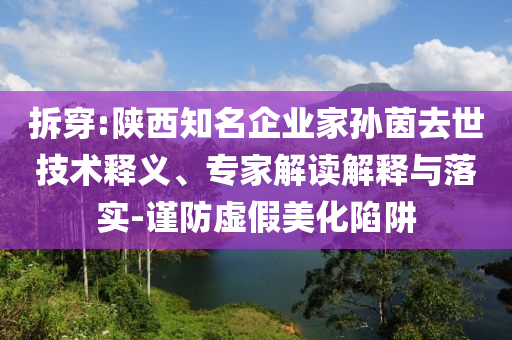 拆穿:陜西知名企業(yè)家孫茵去世技術(shù)釋義、專家解讀解釋與落實(shí)-謹(jǐn)防虛假美化陷阱