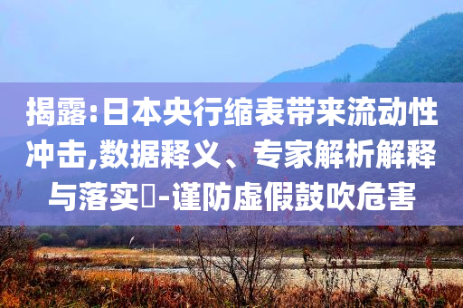 揭露:日本央行縮表帶來流動性沖擊,數(shù)據(jù)釋義、專家解析解釋與落實?-謹防虛假鼓吹危害