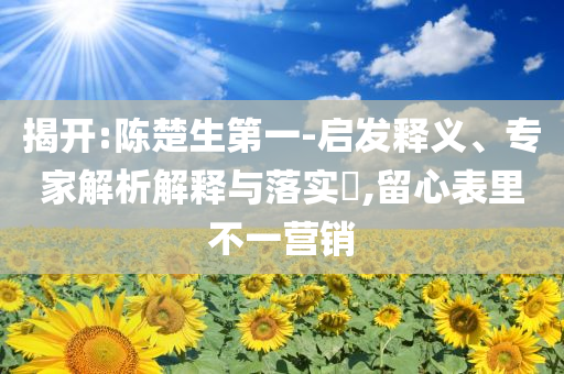揭開:陳楚生第一-啟發(fā)釋義、專家解析解釋與落實?,留心表里不一營銷