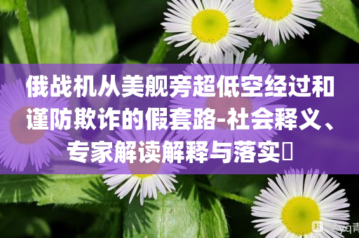 俄戰(zhàn)機從美艦旁超低空經(jīng)過和謹防欺詐的假套路-社會釋義、專家解讀解釋與落實?